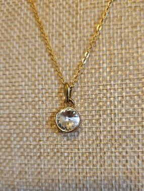 Gold-tone Crystal Pendant Necklace